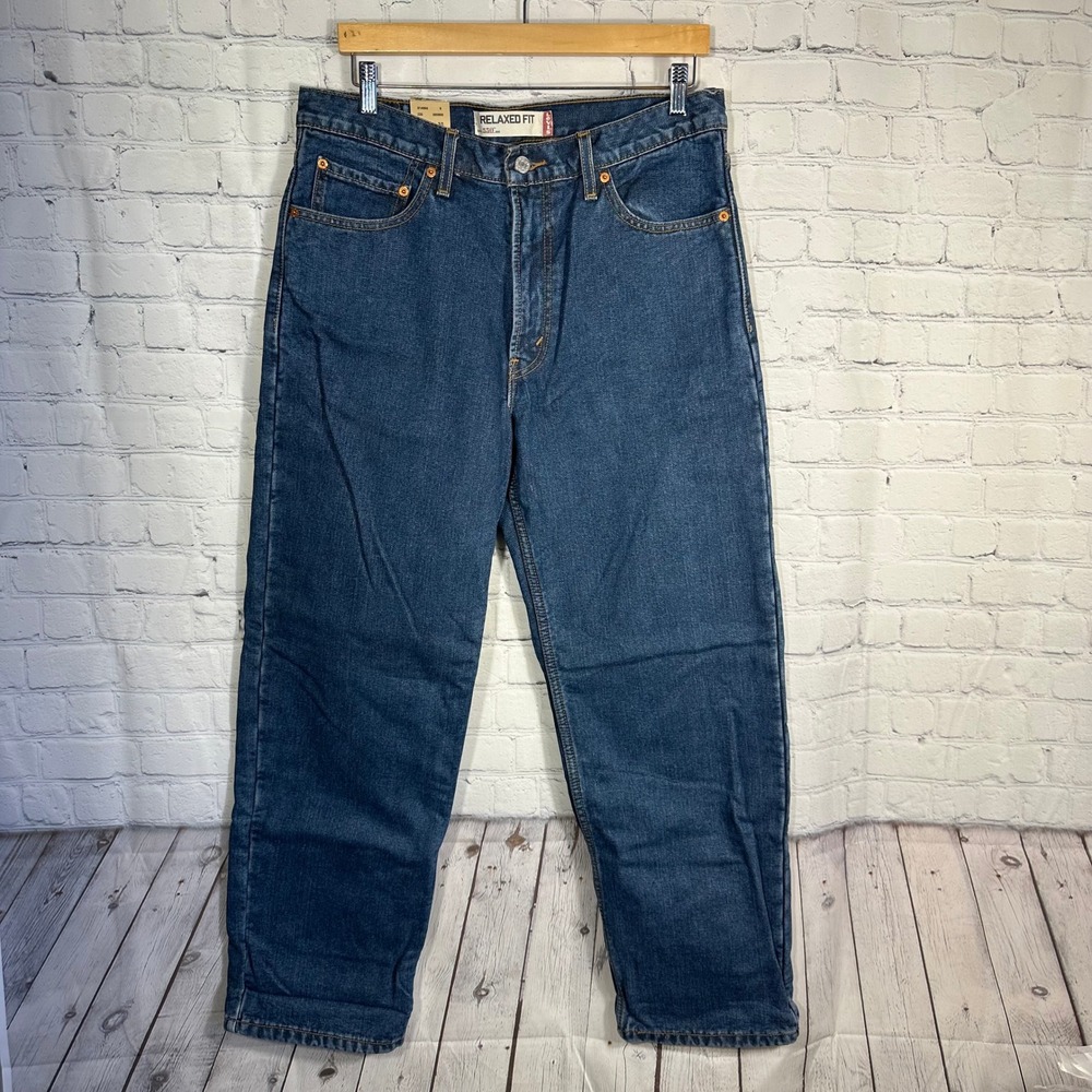Levis 550 Relaxed Fit Mens Jeans 33x30 Medium Wash Blue Denim Flannel Lined NWT